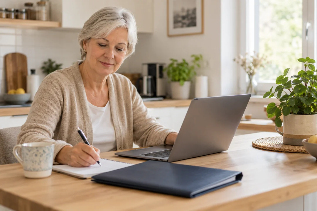 Eine Frau bereitet am Laptop die nächsten Schritte für ihr Konto vor